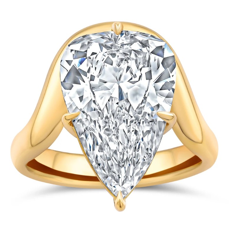 7.03 Carat Curved Shank Pear Diamond Solitaire Ring