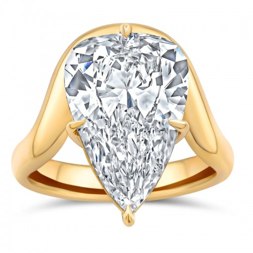 7.03 Carat Curved Shank Pear Diamond Solitaire Ring