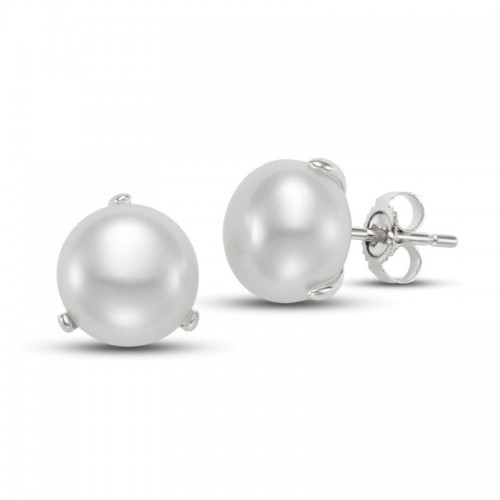 14k Pearl Button Stud Earrings By PD Collection