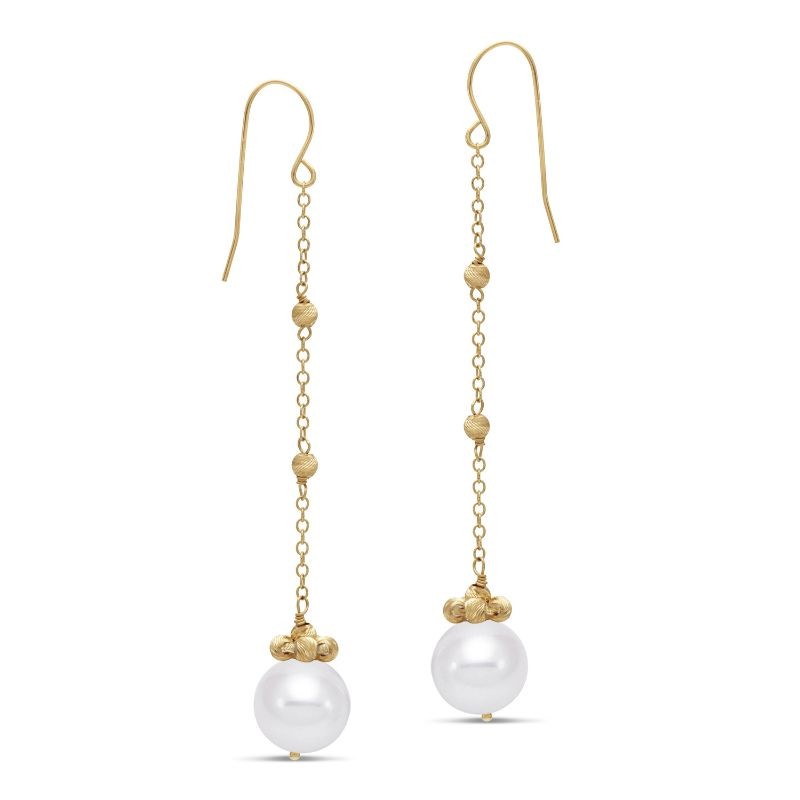 14k Pearl Chain Drop Earrings By PD Collection