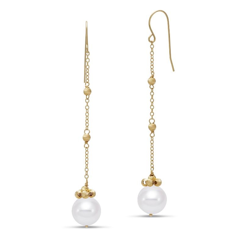 14k Pearl Chain Drop Earrings By PD Collection
