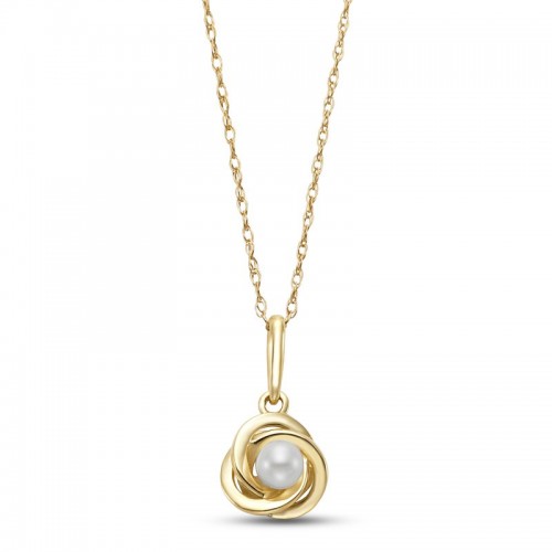 14K Yellow Gold Love Knot Pendant Necklace