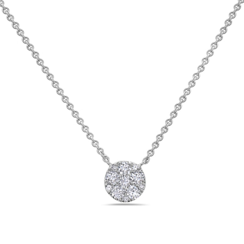 18K Diamond Cluster Pendant Necklace