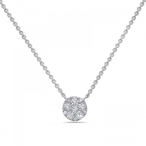 18K Diamond Cluster Pendant Necklace