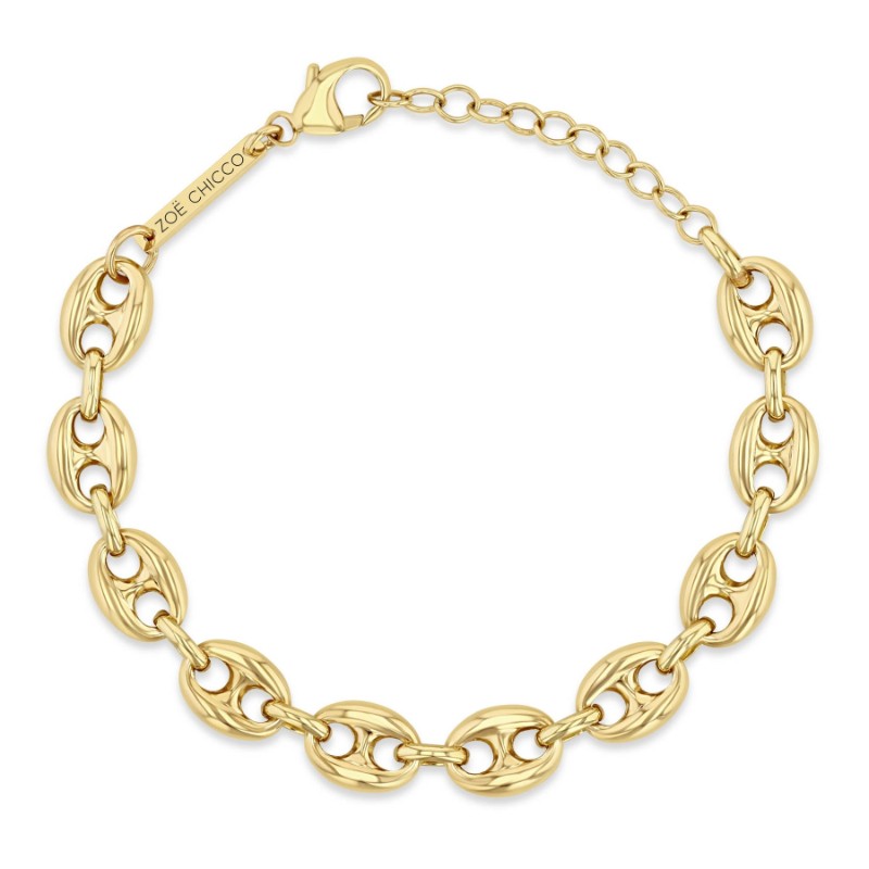 14K Yellow Gold Large Puffed Mariner Bracelet