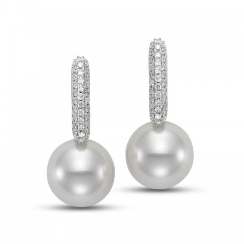 18K White Gold Huggie Hoop Earrings