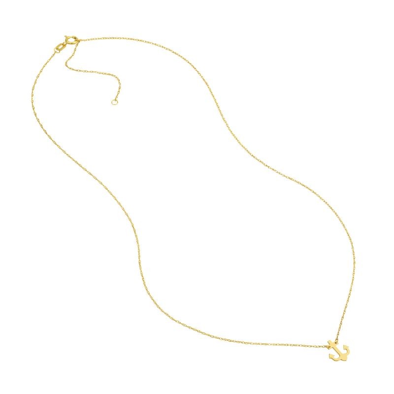 14K Yellow Gold Anchor Necklace By PD Collection