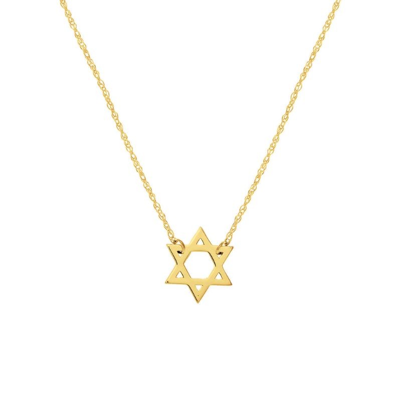 14K Yellow Gold Mini Star Of David Necklace