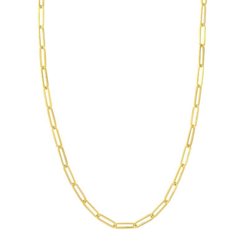 14k Gold Fine Paperclip Chain with Black Diamond Dog Tag