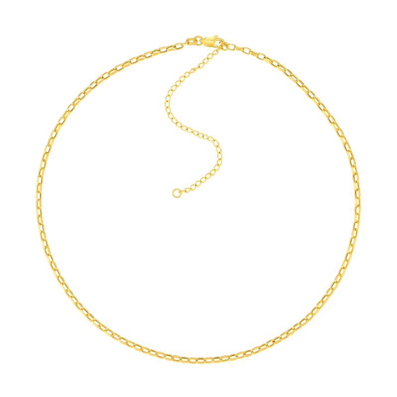 14K Yellow Gold Oval Rolo Chain Necklace