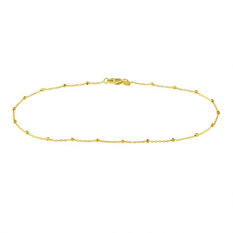 14k Saturn Bead Station Anklet