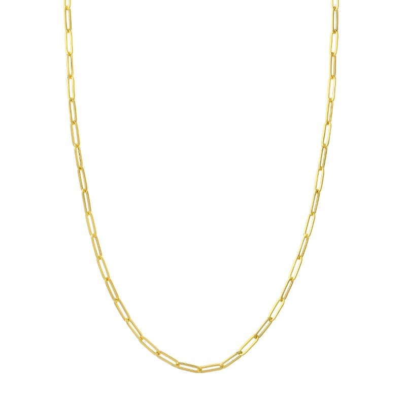14K Yellow Gold Hollow Paper Clip Necklace