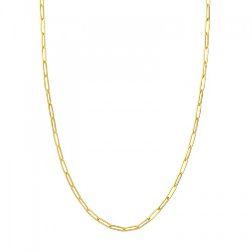 14K Yellow Gold Hollow Paper Clip Necklace