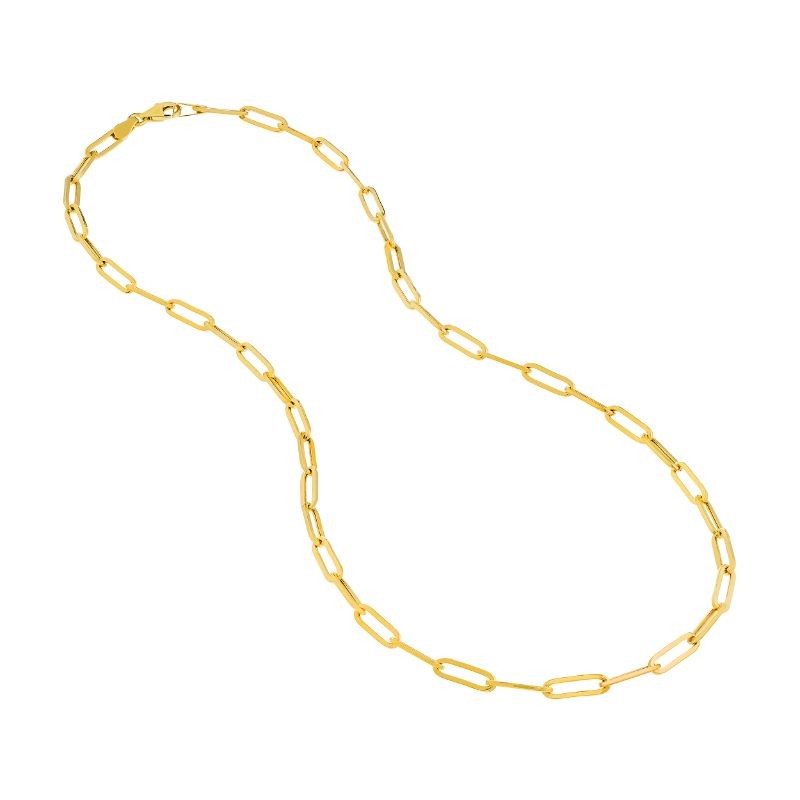 14K Yellow Gold Hollow Paper Clip Necklace