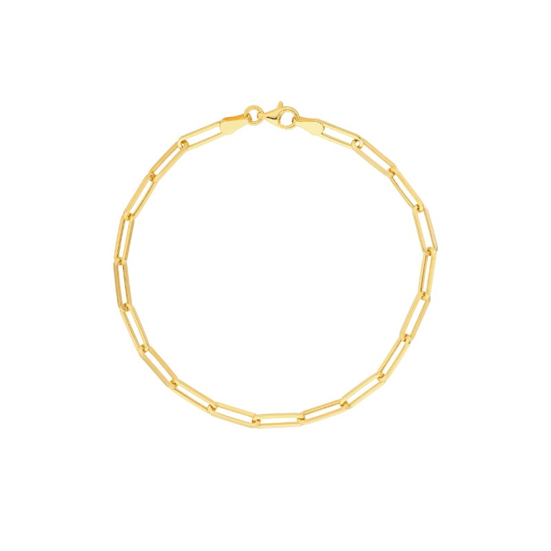 14K Yellow Gold Paperclip Chain Bracelet By PD Collection
