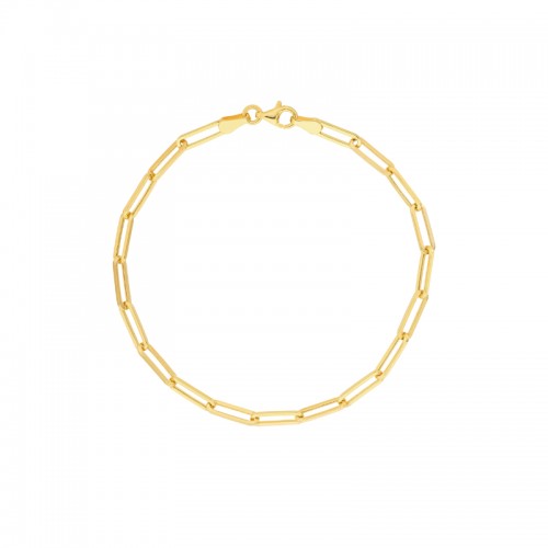 14K Yellow Gold Paperclip Chain Bracelet By PD Collection