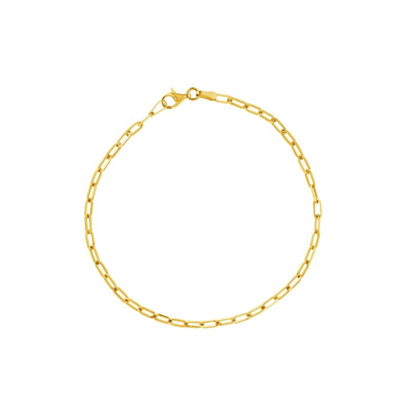 14K Yellow Gold Dainty Paperclip Chain Bracelet