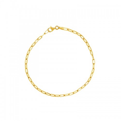 14K Yellow Gold Dainty Paperclip Chain Bracelet