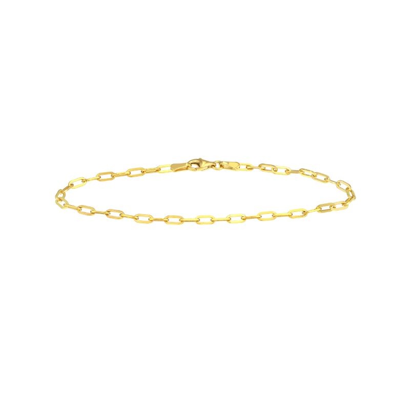 14K Yellow Gold Dainty Paperclip Chain Bracelet BY PD Collection