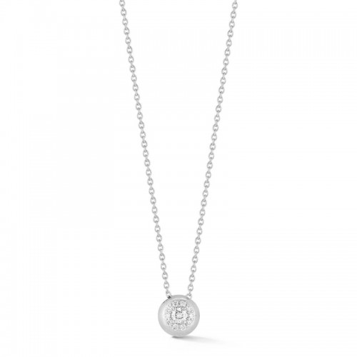14K White Gold Halo Pendant Necklace