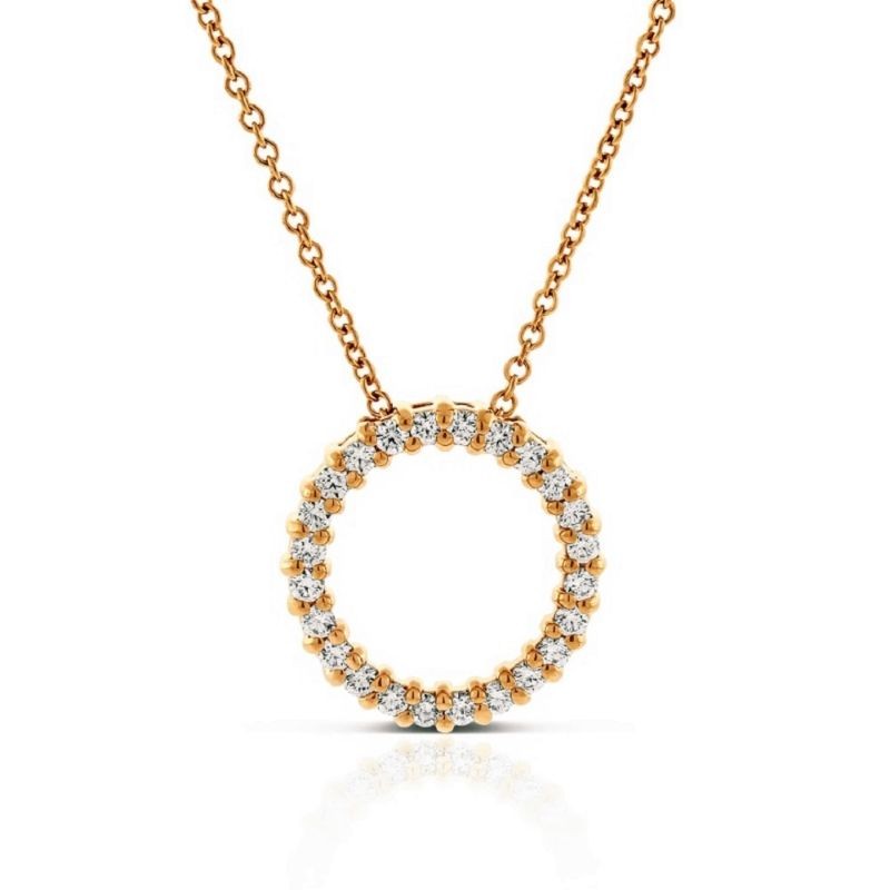14k Diamond Circle Pendant Necklace