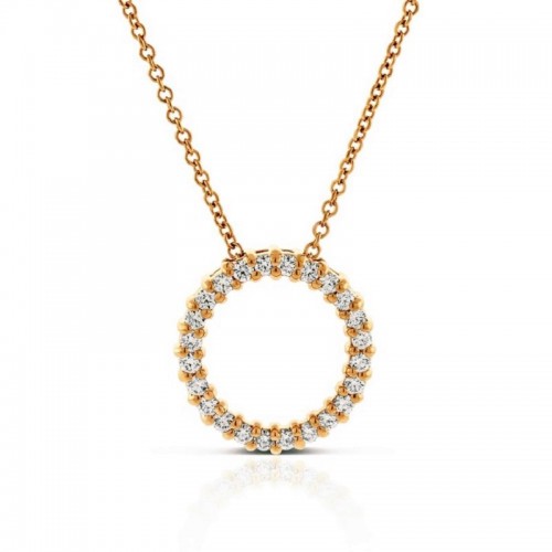 14k Diamond Circle Pendant Necklace