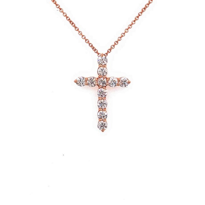 14K Diamond Cross Pendant Necklace