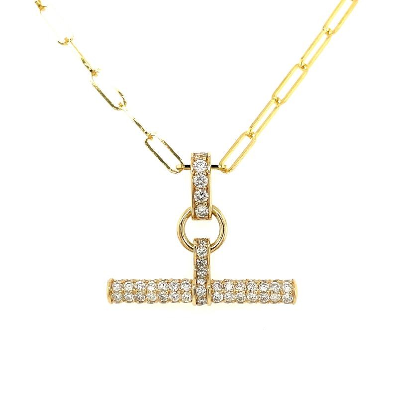 14K Diamond Bail And T Bar Pendant