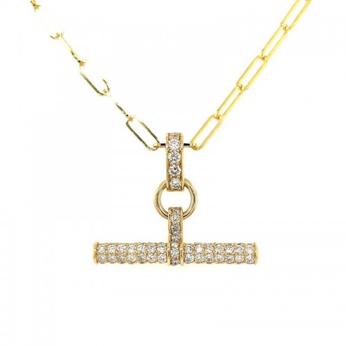 14K Diamond Bail And T Bar Pendant