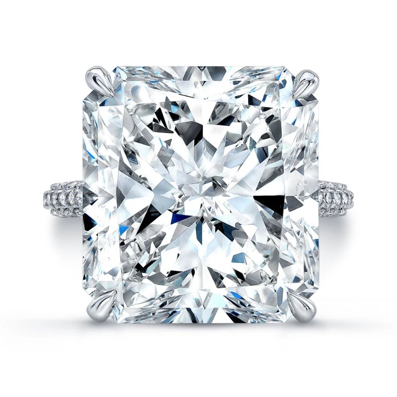 20.21 Carat Radiant Diamond Ring with Pave Band