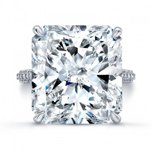 20.21 Carat Radiant Diamond Ring with Pave Band