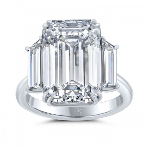 10.03 Carat Emerald Cut 3-stone Diamond Ring