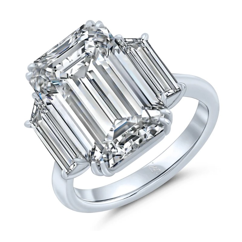 10.03 Carat Emerald Cut 3-stone Diamond Ring