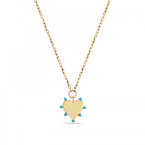 7 Prong Turqouise Heart Pendant By Zoe Chicco