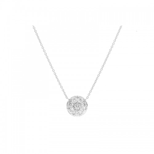 14K White Gold Diamond Cluster Pendant Necklace