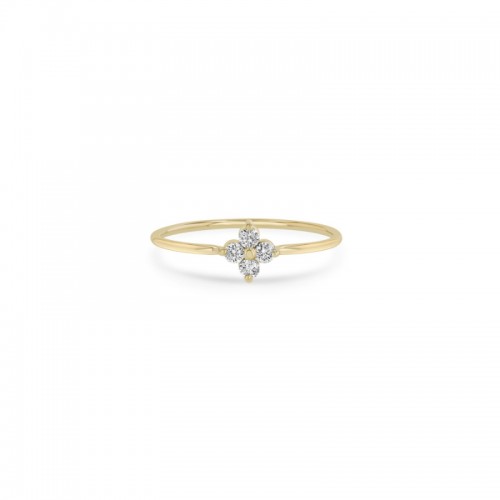 14K Yellow Gold Four Stone Cluster Prong Set Ring