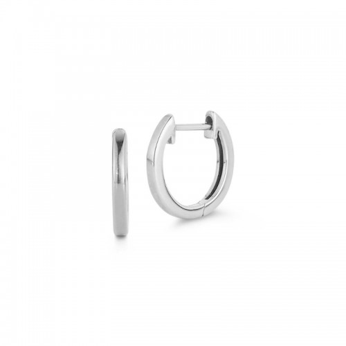 14K White Gold Plain Huggie Earrings