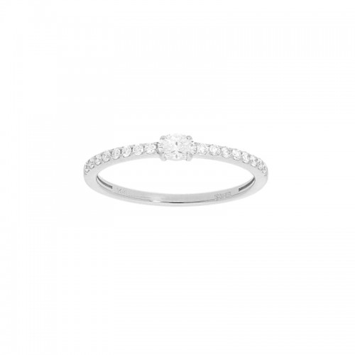 14K White Gold Hafl Way Around The Band