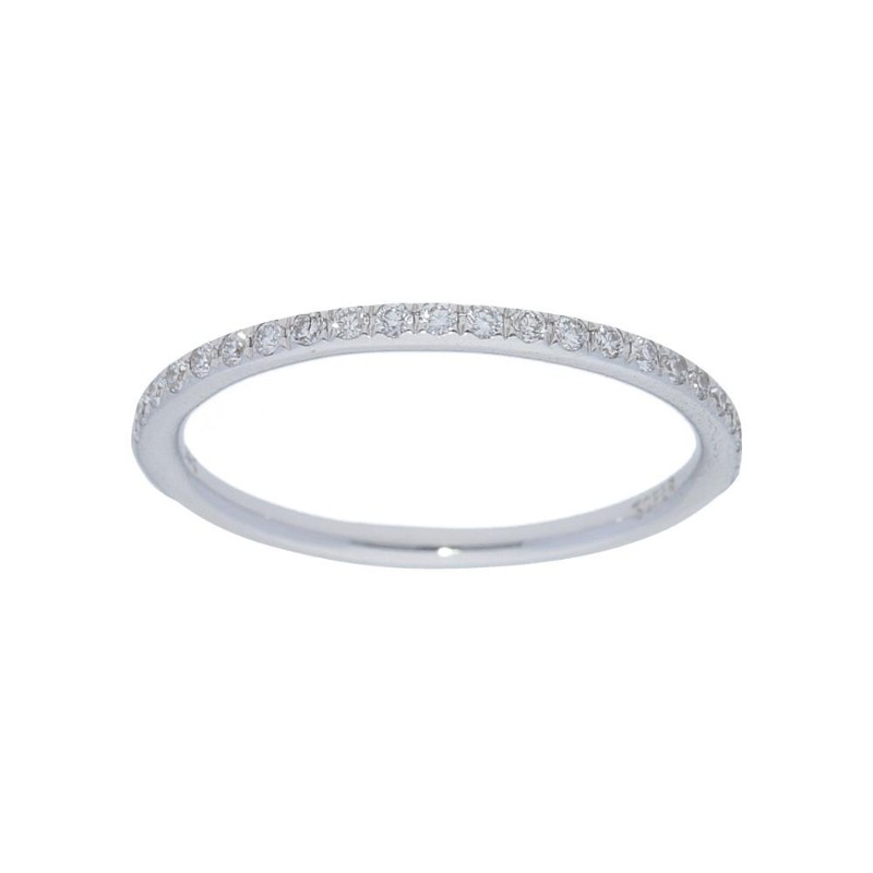 14K White Gold Pave Set Diamonds Half Way Around Ring
