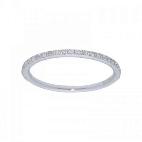 14K White Gold Pave Set Diamonds Half Way Around Ring