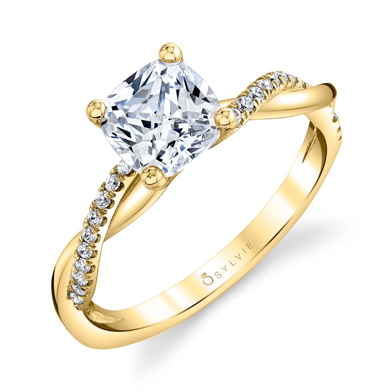 Cushion Cut Diamond Spiral Engagement Ring - Yasmine