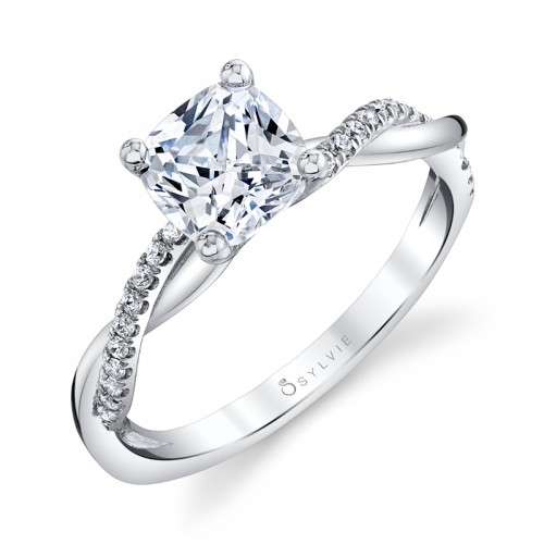 Cushion Cut Diamond Spiral Engagement Ring - Yasmine