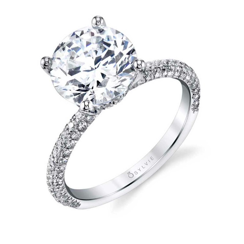 Round Cut 3 Carat Classic Pave Engagement Ring - Jayla