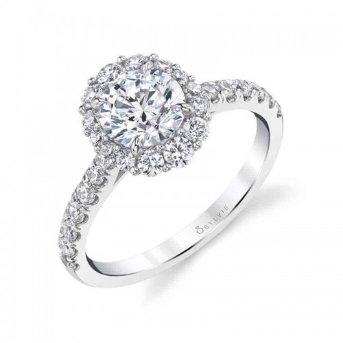 Round Cut Halo Engagement Ring - Jillian