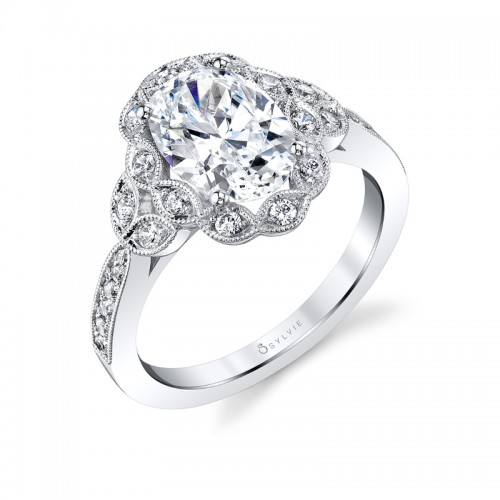 Oval Cut Floral Inspired Engagement Ring - Candide