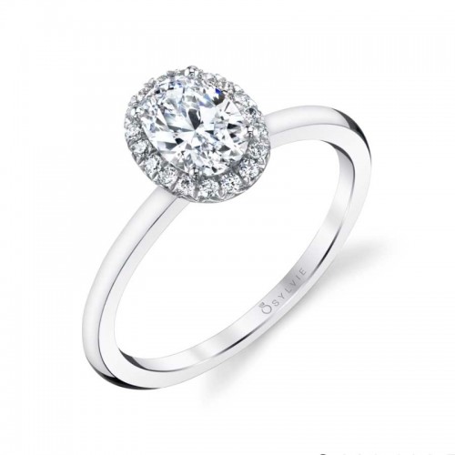 Oval Cut Solitaire Halo Engagement Ring - Elsie