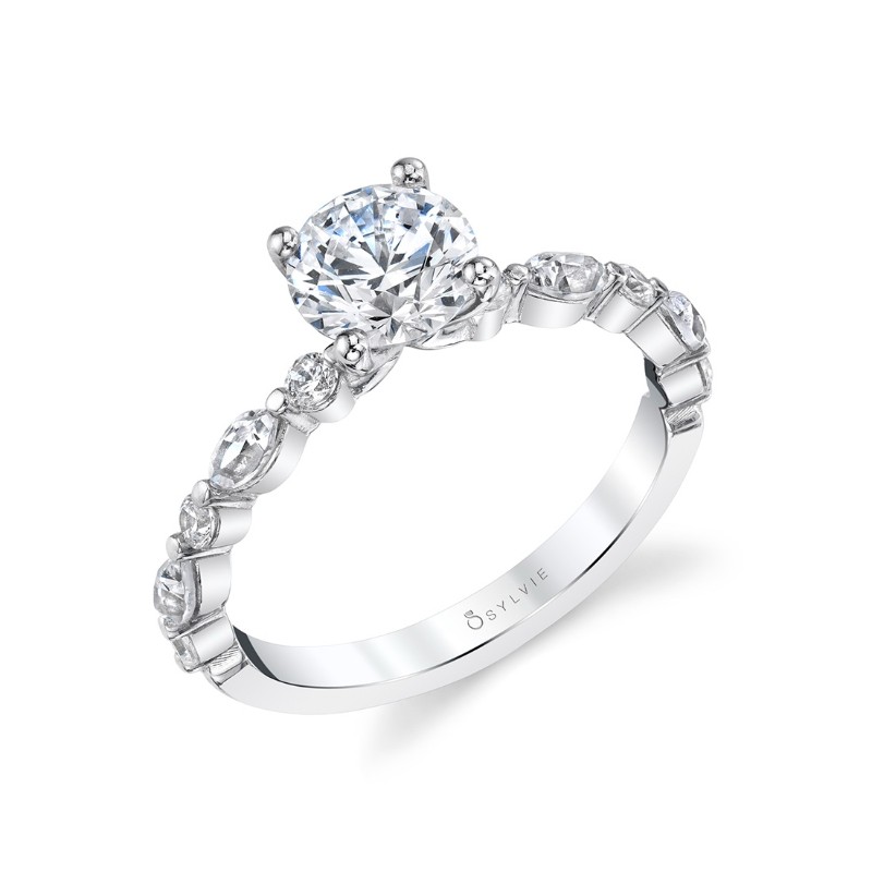 Round Cut Unique Engagement Ring - Felicity