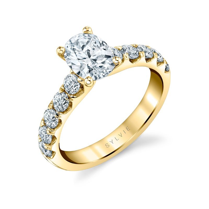Oval Cut Clsasic Wide Band Engagement Ring - Aloria