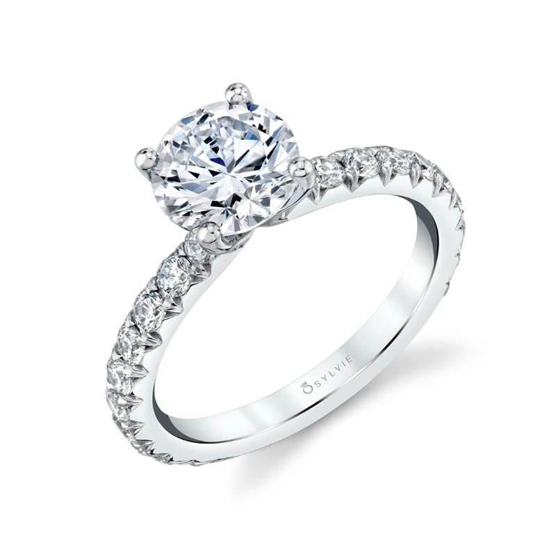 Round Cut Classic Wide Band Engagement Ring - Querida