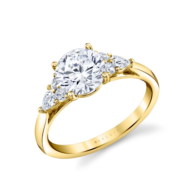 Round Cut Multi Side Stone Engagement Ring - Hermoine